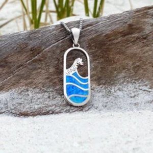 Blue Opal Wave Gate Necklace